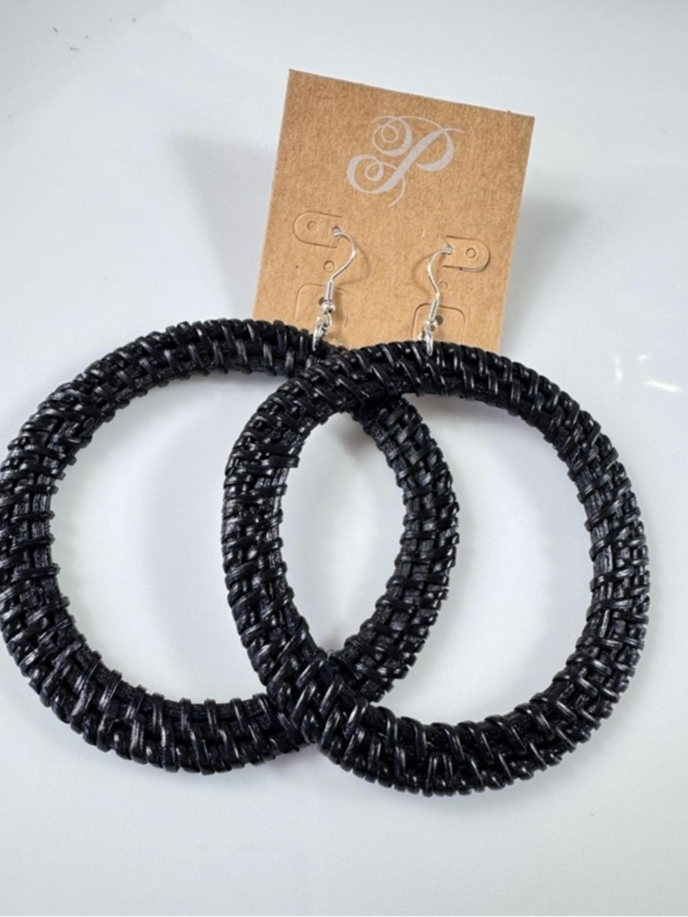 NWT ♥️ Black Woven Hoop Earrings